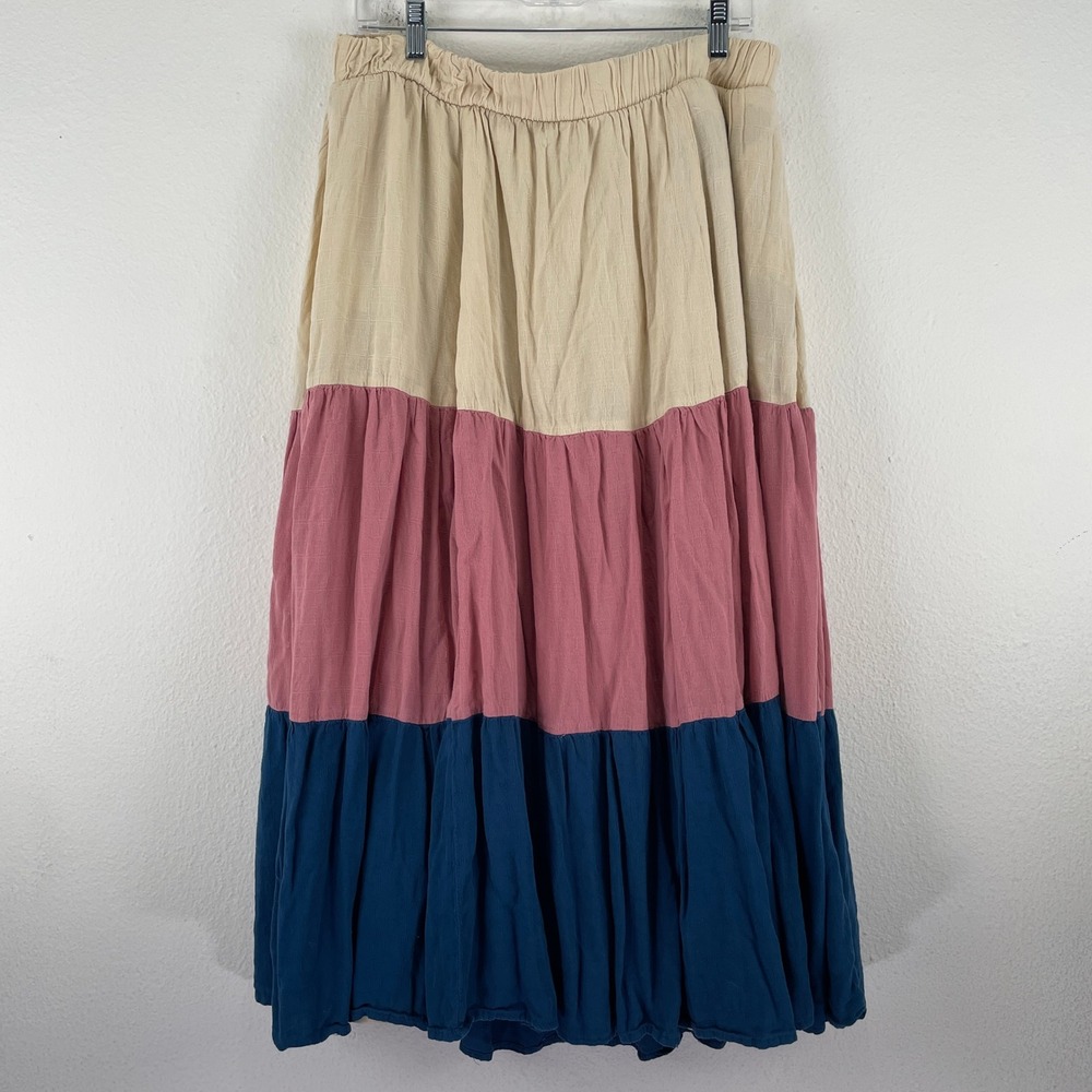 Torrid Womens Plus Size 2 Colorblock Tiered Maxi Skirt Cottagecore Boho Prairie